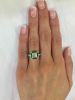 Art Deco Inspired 1.51ct Diamond and Emerald Platinum Ring
