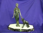 Art Deco Lady and Dog, Unsigned