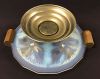 Art Deco Opalescent Glass Bowl With Teak Handles