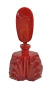 Art Deco Red Opaque Glass Perfume Bottle