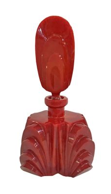 Art Deco Red Opaque Glass Perfume Bottle
