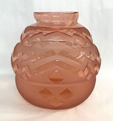 Art Deco Spherical Pink Glass Vase