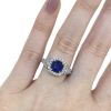 Art Deco Style 1.63ct Sapphire and Diamond 18kt Engagement Ring