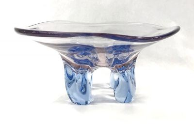 Art Glass Free Form Pedestal Bowl