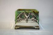 Art Nouveau Silver Swan Motif Frame with Glass Insert