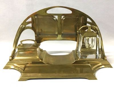 Arts & Crafts Brass Inkstand circa 1905