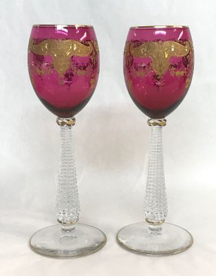 Austrian Hock Wine Glasses, Early 20th Century