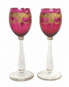 Austrian Hock Wine Glasses, Early 20th Century