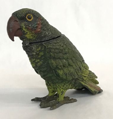 Austrian Parrot Inkwell, Cold Painted Spelter, circa 1900