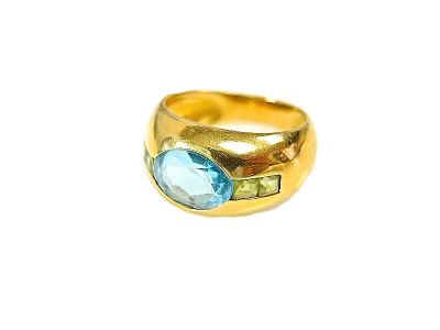 Vintage Aquamarine and Peridot Ring
