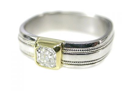 Vintage Asscher Cut Diamond Solitaire Ring
