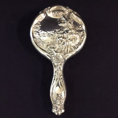 Antique Art Nouveau Sterling Silver Hand Mirror