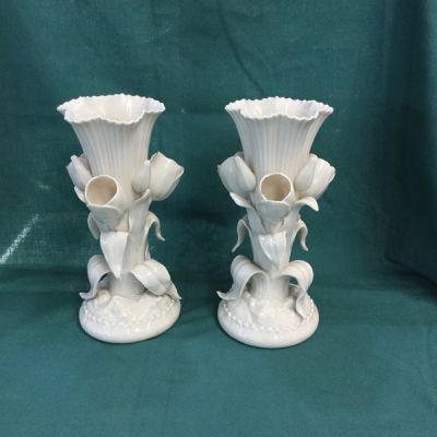 Belleek Triple Tulip Vases