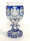 Biedermeier Facet Knob Cut and Stained Glass Hexagonal Goblet