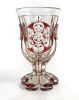 Biedermeier Faceted and Stained Glass Hexagonal Goblet