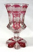Biedermeier Faceted and Stained Glass Octagonal Pedestal Goblet