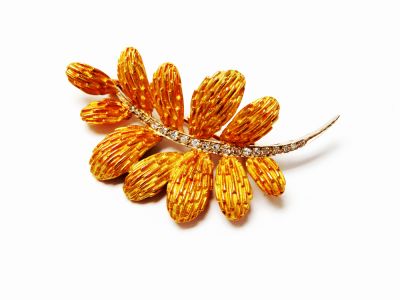 Birks Vintage Diamond Leaf Brooch