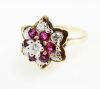 Birks Vintage Ruby and Diamond Floral Cluster Ring
