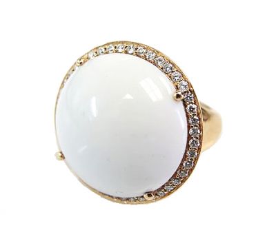 Birks Vintage White Onyx and Diamond Ring