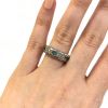 Modern 3 Blue Diamond and Diamond Ring
