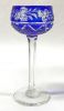 Bohemian Coloured Crystal Decanter and Long Crystal Liqueur Glasses
