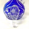 Bohemian Coloured Crystal Decanter and Long Crystal Liqueur Glasses