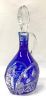 Bohemian Coloured Crystal Decanter and Long Crystal Liqueur Glasses