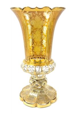 Bohemian Coloured Crystal Vase, circa 1880-1900