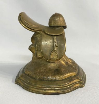 Bronze Horse Tack Form Inkwell