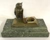 Bronze Owl Sitting On A Book Inkwell, circa 1930