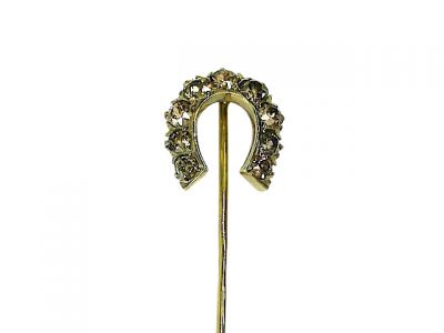 Antique .90ct Brown Diamond 14kt Horseshoe Pin