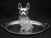 Antique Boston Terrier Decanter On Stand