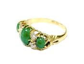 Antique Cabochon Emerald and Diamond Ring