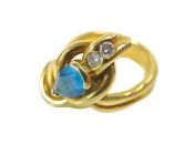 Blue Topaz and Diamond Knot Motif Ring