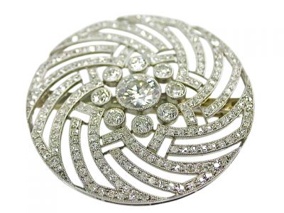 Antique 1.40ct Diamond 14kt and Platinum Brooch