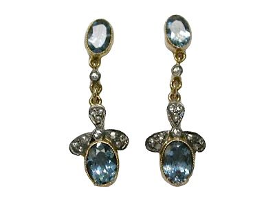 Antique Style Aquamarine Drop Earrings