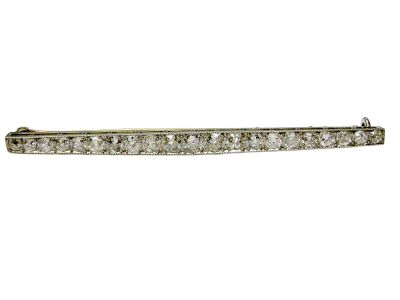 Antique 2.76ct Diamond 14kt and Platinum Bar Brooch
