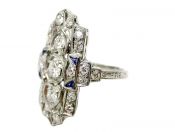 Art Deco 1.01ct Diamond and Sapphire Ring in Platinum