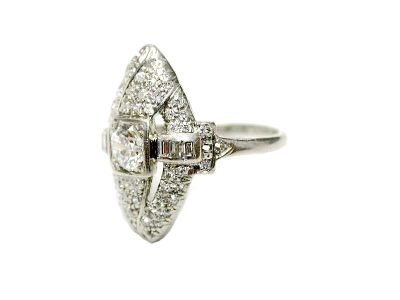 Art Deco Diamond Navette Ring