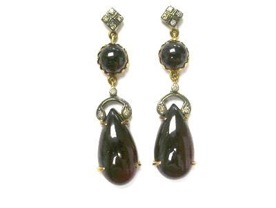 Vintage Garnet and Diamond Drop Earrings