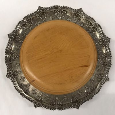Challah Board Silver Plate and Maple Wood by T & Co