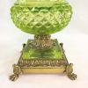 Baccarat Attributed Chartreuse/Vaseline Coloured Cut Crystal Vase