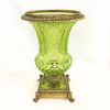 Baccarat Attributed Chartreuse/Vaseline Coloured Cut Crystal Vase
