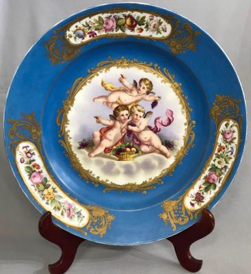 Continental Porcelain Charger With a French Blue Ground