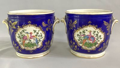 Continental Porcelain Hand-Painted Jardinieres Cachepots