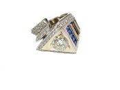 Art Deco Inspired Diamond and Sapphire Ring