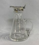 Cut Glass & Sterling Silver Water Jug For Whiskey