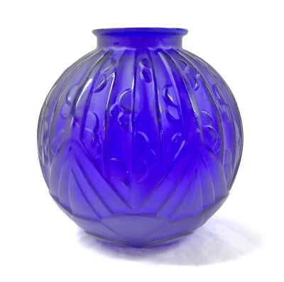 Czech Art Deco Blue Glass Vase