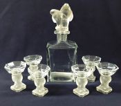 Czech Art Deco Decanter Set With Emperor Penguin Motif