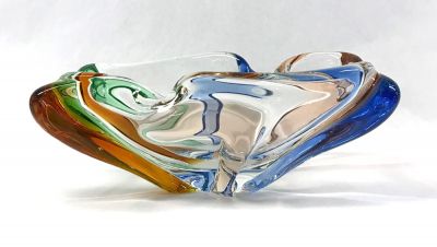 Czechoslovakian Mid Century Modern Art Glass Bowl/Ashtray